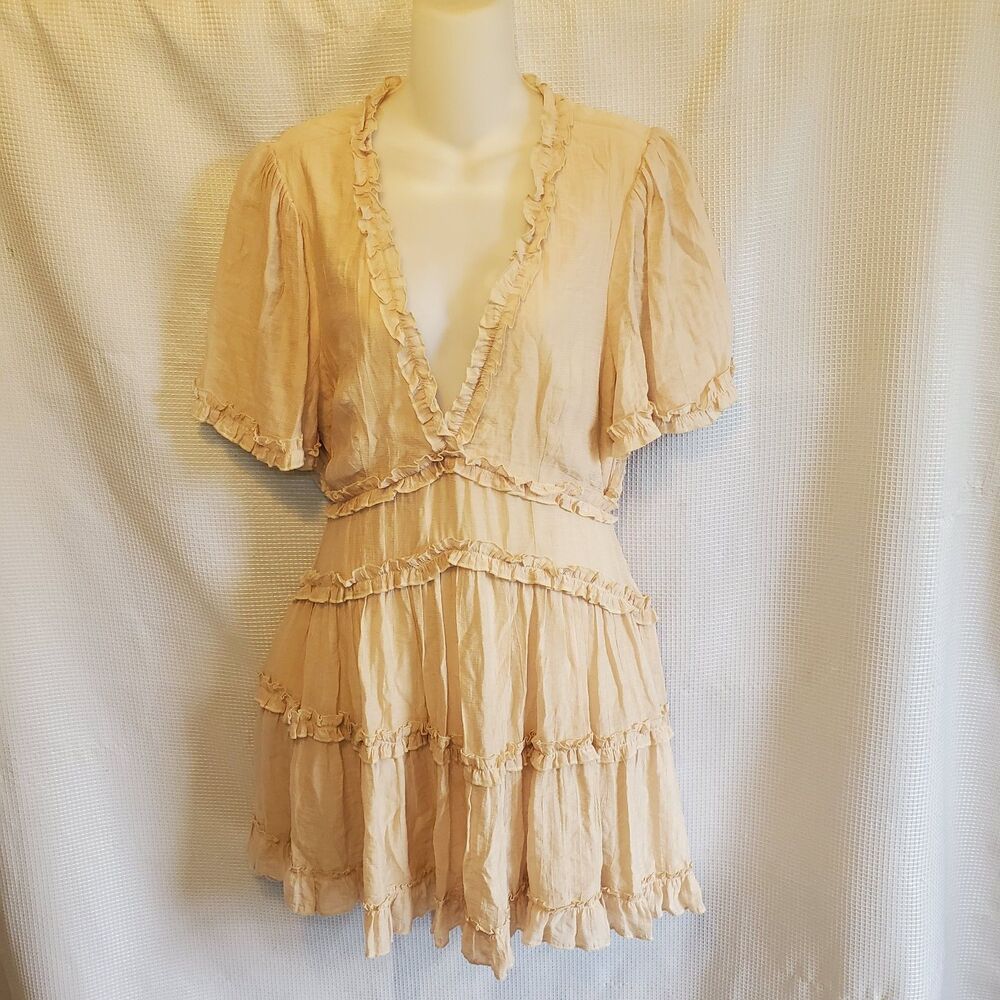 Entro Womens Sz Large Tiered Backless Mini Dress Boho Flowy Lined